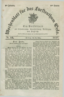 Wochenblatt für das Fürstenthum Oels : ein Volksblatt zur Erheiterung, Unterhaltung, Belehrung und Nachricht. Jg.4, No. 14 (31 März 1837) + dod.