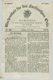 Wochenblatt für das Fürstenthum Oels : ein Volksblatt zur Erheiterung, Unterhaltung, Belehrung und Nachricht. Jg.4, No. 15 (7 April 1837) + dod.