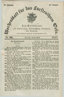 Wochenblatt für das Fürstenthum Oels : ein Volksblatt zur Erheiterung, Unterhaltung, Belehrung und Nachricht. Jg.4, No. 16 (14 April 1837) + dod.