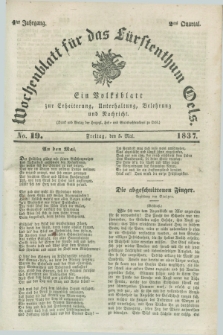 Wochenblatt für das Fürstenthum Oels : ein Volksblatt zur Erheiterung, Unterhaltung, Belehrung und Nachricht. Jg.4, No. 19 (5 Mai 1837) + dod.