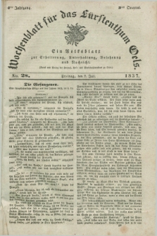 Wochenblatt für das Fürstenthum Oels : ein Volksblatt zur Erheiterung, Unterhaltung, Belehrung und Nachricht. Jg.4, No. 28 (7 Juli 1837)