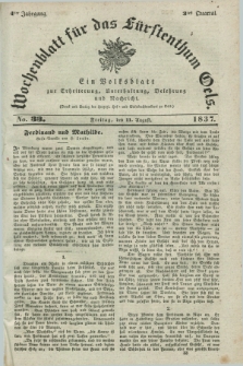 Wochenblatt für das Fürstenthum Oels : ein Volksblatt zur Erheiterung, Unterhaltung, Belehrung und Nachricht. Jg.4, No. 33 (11 August 1837)