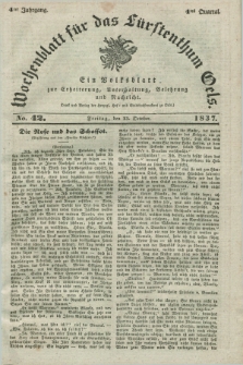 Wochenblatt für das Fürstenthum Oels : ein Volksblatt zur Erheiterung, Unterhaltung, Belehrung und Nachricht. Jg.4, No. 42 (13 October 1837)