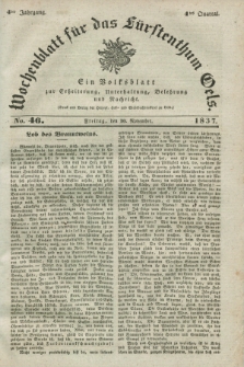 Wochenblatt für das Fürstenthum Oels : ein Volksblatt zur Erheiterung, Unterhaltung, Belehrung und Nachricht. Jg.4, No. 46 (10 November 1837)