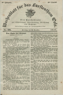 Wochenblatt für das Fürstenthum Oels : ein Volksblatt zur Erheiterung, Unterhaltung, Belehrung und Nachricht. Jg.4, No. 53 (29 December 1837)