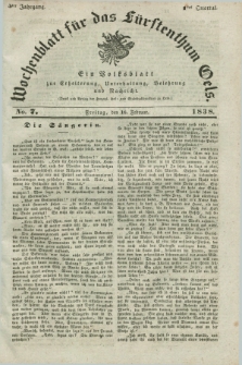 Wochenblatt für das Fürstenthum Oels : ein Volksblatt zur Erheiterung, Unterhaltung, Belehrung und Nachricht. Jg.5, No. 7 (16 Februar 1838)