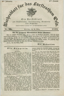 Wochenblatt für das Fürstenthum Oels : ein Volksblatt zur Erheiterung, Unterhaltung, Belehrung und Nachricht. Jg.5, No. 13 (30 März 1838)