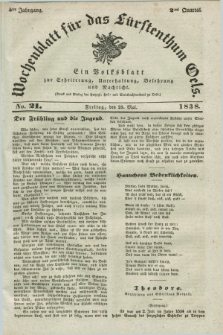 Wochenblatt für das Fürstenthum Oels : ein Volksblatt zur Erheiterung, Unterhaltung, Belehrung und Nachricht. Jg.5, No. 21 (25 Mai 1838)