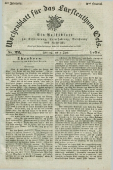 Wochenblatt für das Fürstenthum Oels : ein Volksblatt zur Erheiterung, Unterhaltung, Belehrung und Nachricht. Jg.5, No. 22 (1 Juni 1838)
