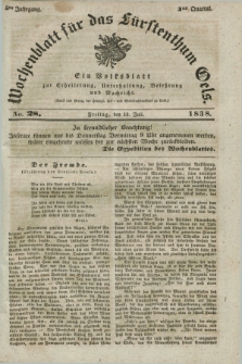 Wochenblatt für das Fürstenthum Oels : ein Volksblatt zur Erheiterung, Unterhaltung, Belehrung und Nachricht. Jg.5, No. 28 (13 Juli 1838)