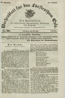 Wochenblatt für das Fürstenthum Oels : ein Volksblatt zur Erheiterung, Unterhaltung, Belehrung und Nachricht. Jg.5, No. 29 (20 Juli 1838)