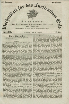 Wochenblatt für das Fürstenthum Oels : ein Volksblatt zur Erheiterung, Unterhaltung, Belehrung und Nachricht. Jg.5, No. 32 (10 August 1838)