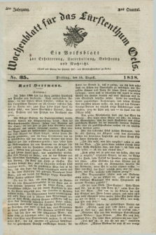 Wochenblatt für das Fürstenthum Oels : ein Volksblatt zur Erheiterung, Unterhaltung, Belehrung und Nachricht. Jg.5, No. 35 (31 August 1838)