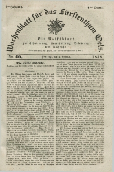 Wochenblatt für das Fürstenthum Oels : ein Volksblatt zur Erheiterung, Unterhaltung, Belehrung und Nachricht. Jg.5, No. 40 (5 October 1838)