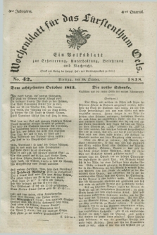 Wochenblatt für das Fürstenthum Oels : ein Volksblatt zur Erheiterung, Unterhaltung, Belehrung und Nachricht. Jg.5, No. 42 (19 October 1838)