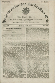 Wochenblatt für das Fürstenthum Oels : ein Volksblatt zur Erheiterung, Unterhaltung, Belehrung und Nachricht. Jg.6, No. 11 (15 März 1839)