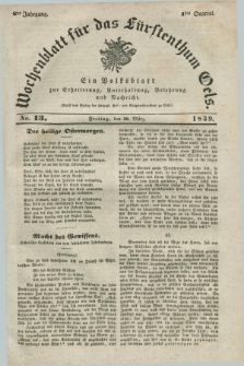 Wochenblatt für das Fürstenthum Oels : ein Volksblatt zur Erheiterung, Unterhaltung, Belehrung und Nachricht. Jg.6, No. 13 (29 März 1839)