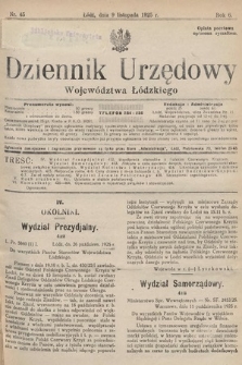 Dziennik Urzędowy Województwa Łódzkiego. 1925, nr 45