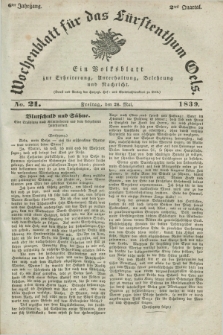 Wochenblatt für das Fürstenthum Oels : ein Volksblatt zur Erheiterung, Unterhaltung, Belehrung und Nachricht. Jg.6, No. 21 (24 Mai 1839)