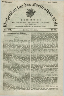 Wochenblatt für das Fürstenthum Oels : ein Volksblatt zur Erheiterung, Unterhaltung, Belehrung und Nachricht. Jg.6, No. 23 (7 Juni 1839)