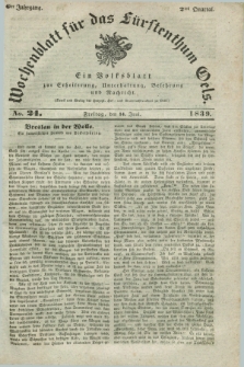 Wochenblatt für das Fürstenthum Oels : ein Volksblatt zur Erheiterung, Unterhaltung, Belehrung und Nachricht. Jg.6, No. 24 (14 Juni 1839)