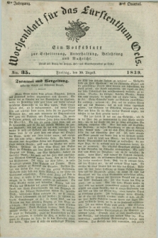 Wochenblatt für das Fürstenthum Oels : ein Volksblatt zur Erheiterung, Unterhaltung, Belehrung und Nachricht. Jg.6, No. 35 (30 August 1839)