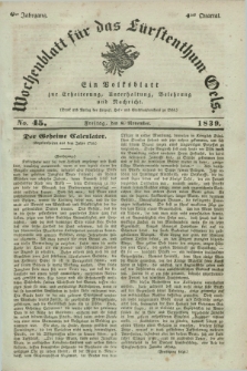 Wochenblatt für das Fürstenthum Oels : ein Volksblatt zur Erheiterung, Unterhaltung, Belehrung und Nachricht. Jg.6, No. 45 (8 November 1839)
