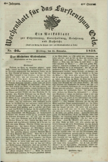 Wochenblatt für das Fürstenthum Oels : ein Volksblatt zur Erheiterung, Unterhaltung, Belehrung und Nachricht. Jg.6, No. 46 (15 November 1839)