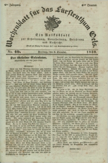 Wochenblatt für das Fürstenthum Oels : ein Volksblatt zur Erheiterung, Unterhaltung, Belehrung und Nachricht. Jg.6, No. 49 (6 December 1839)