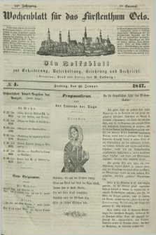Wochenblatt für das Fürstenthum Oels : ein Volksblatt zur Erheiterung, Unterhaltung, Belehrung und Nachricht. Jg.14, № 4 (22 Januar 1847)