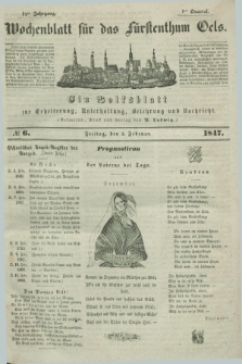 Wochenblatt für das Fürstenthum Oels : ein Volksblatt zur Erheiterung, Unterhaltung, Belehrung und Nachricht. Jg.14, № 6 (5 Februar 1847)