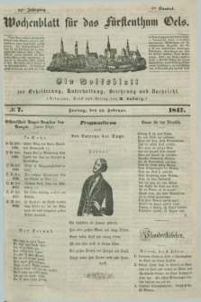 Wochenblatt für das Fürstenthum Oels : ein Volksblatt zur Erheiterung, Unterhaltung, Belehrung und Nachricht. Jg.14, № 7 (12 Februar 1847)