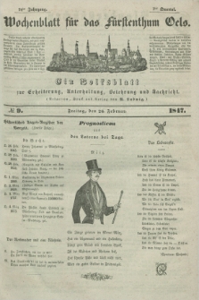 Wochenblatt für das Fürstenthum Oels : ein Volksblatt zur Erheiterung, Unterhaltung, Belehrung und Nachricht. Jg.14, № 9 (26 Februar 1847)