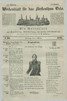 Wochenblatt für das Fürstenthum Oels : ein Volksblatt zur Erheiterung, Unterhaltung, Belehrung und Nachricht. Jg.14, № 10 (5 März 1847)