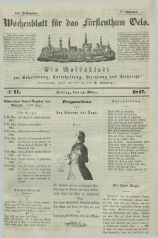 Wochenblatt für das Fürstenthum Oels : ein Volksblatt zur Erheiterung, Unterhaltung, Belehrung und Nachricht. Jg.14, № 11 (12 März 1847)
