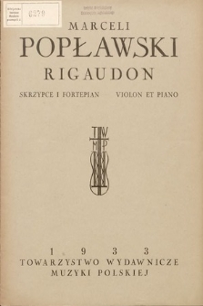Rigaudon : na skrzypce i fortepian = pour violon et piano