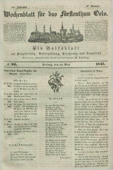 Wochenblatt für das Fürstenthum Oels : ein Volksblatt zur Erheiterung, Unterhaltung, Belehrung und Nachricht. Jg.14, № 20 (14 Mai 1847)