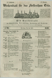 Wochenblatt für das Fürstenthum Oels : ein Volksblatt zur Erheiterung, Unterhaltung, Belehrung und Nachricht. Jg.14, № 29 (16 Juli 1847)