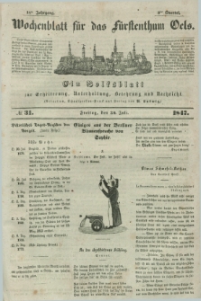 Wochenblatt für das Fürstenthum Oels : ein Volksblatt zur Erheiterung, Unterhaltung, Belehrung und Nachricht. Jg.14, № 31 (30 Juli 1847)
