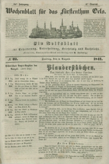 Wochenblatt für das Fürstenthum Oels : ein Volksblatt zur Erheiterung, Unterhaltung, Belehrung und Nachricht. Jg.14, № 32 (6 August 1847)