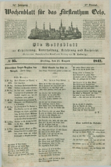 Wochenblatt für das Fürstenthum Oels : ein Volksblatt zur Erheiterung, Unterhaltung, Belehrung und Nachricht. Jg.14, № 35 (27 August 1847)