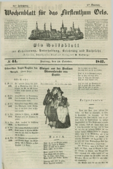 Wochenblatt für das Fürstenthum Oels : ein Volksblatt zur Erheiterung, Unterhaltung, Belehrung und Nachricht. Jg.14, № 44 (29 October 1847)