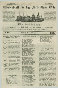 Wochenblatt für das Fürstenthum Oels : ein Volksblatt zur Erheiterung, Unterhaltung, Belehrung und Nachricht. Jg.14, № 45 (5 November 1847)