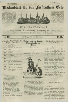 Wochenblatt für das Fürstenthum Oels : ein Volksblatt zur Erheiterung, Unterhaltung, Belehrung und Nachricht. Jg.14, № 46 (12 November 1847)