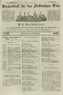 Wochenblatt für das Fürstenthum Oels : ein Volksblatt zur Erheiterung, Unterhaltung, Belehrung und Nachricht. Jg.14, № 49 (3 December 1847)