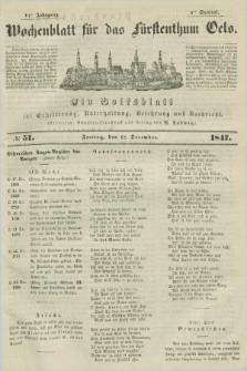 Wochenblatt für das Fürstenthum Oels : ein Volksblatt zur Erheiterung, Unterhaltung, Belehrung und Nachricht. Jg.14, № 51 (17 December 1847)
