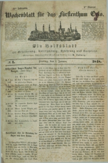 Wochenblatt für das Fürstenthum Oels : ein Volksblatt zur Erheiterung, Unterhaltung, Belehrung und Nachricht. Jg.15, № 1 (7 Januar 1848)