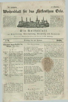 Wochenblatt für das Fürstenthum Oels : ein Volksblatt zur Erheiterung, Unterhaltung, Belehrung und Nachricht. Jg.15, № 3 (21 Januar 1848)