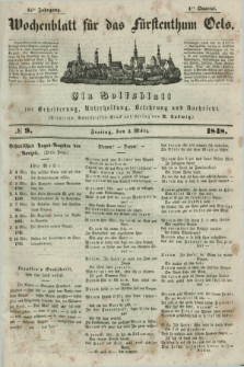 Wochenblatt für das Fürstenthum Oels : ein Volksblatt zur Erheiterung, Unterhaltung, Belehrung und Nachricht. Jg.15, № 9 (3 März 1848)