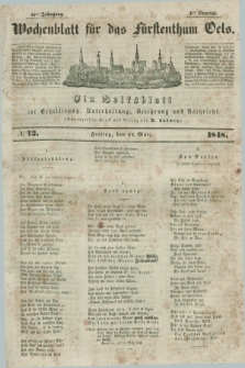 Wochenblatt für das Fürstenthum Oels : ein Volksblatt zur Erheiterung, Unterhaltung, Belehrung und Nachricht. Jg.15, № 12 (24 März 1848)